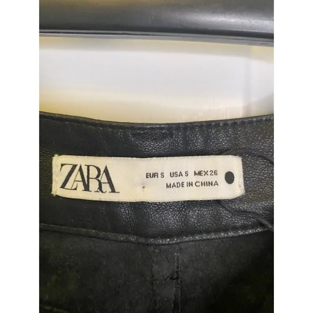 Zara Faux Leather Black pants Size Small NWOTs‎